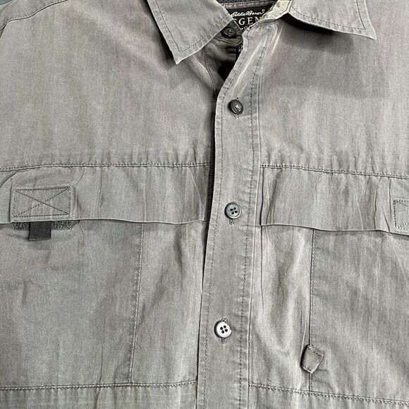 Eddie Bauer Legend McNary Button Up Shirt Men's XL Vented Solid Gray Pocketed - Picture 5 of 12